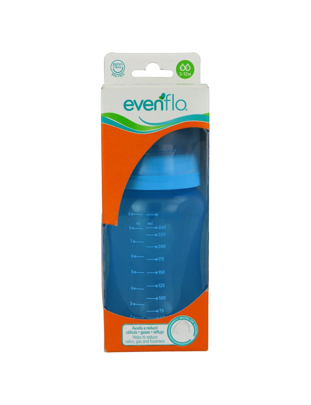 EVENFLO CUELLO ANCHO COLORES 3-12 MESES 9 OZ BIBERON