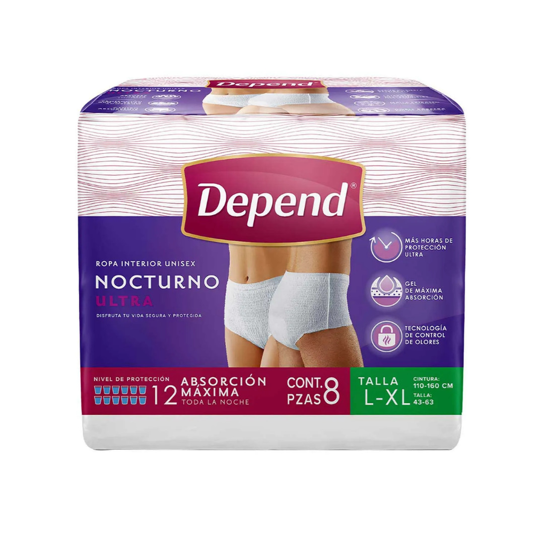 DEPEND NOCTURNO ULTRA L-XL UNISEX C/8 ROPA INTERIOR