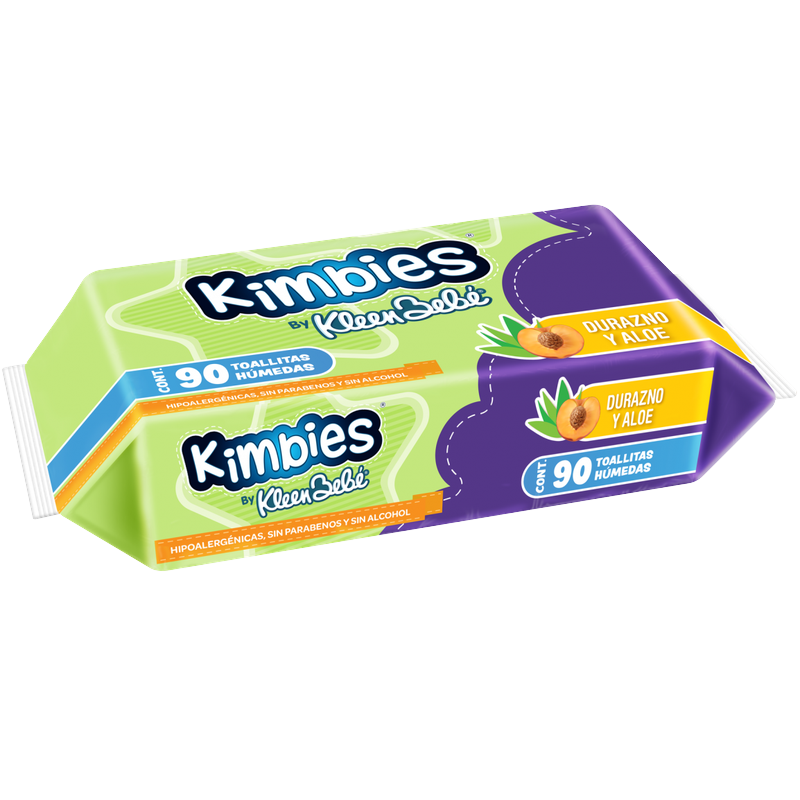 KIMBIES DURAZNO Y ALOE C/90 TOALLAS HUMEDAS